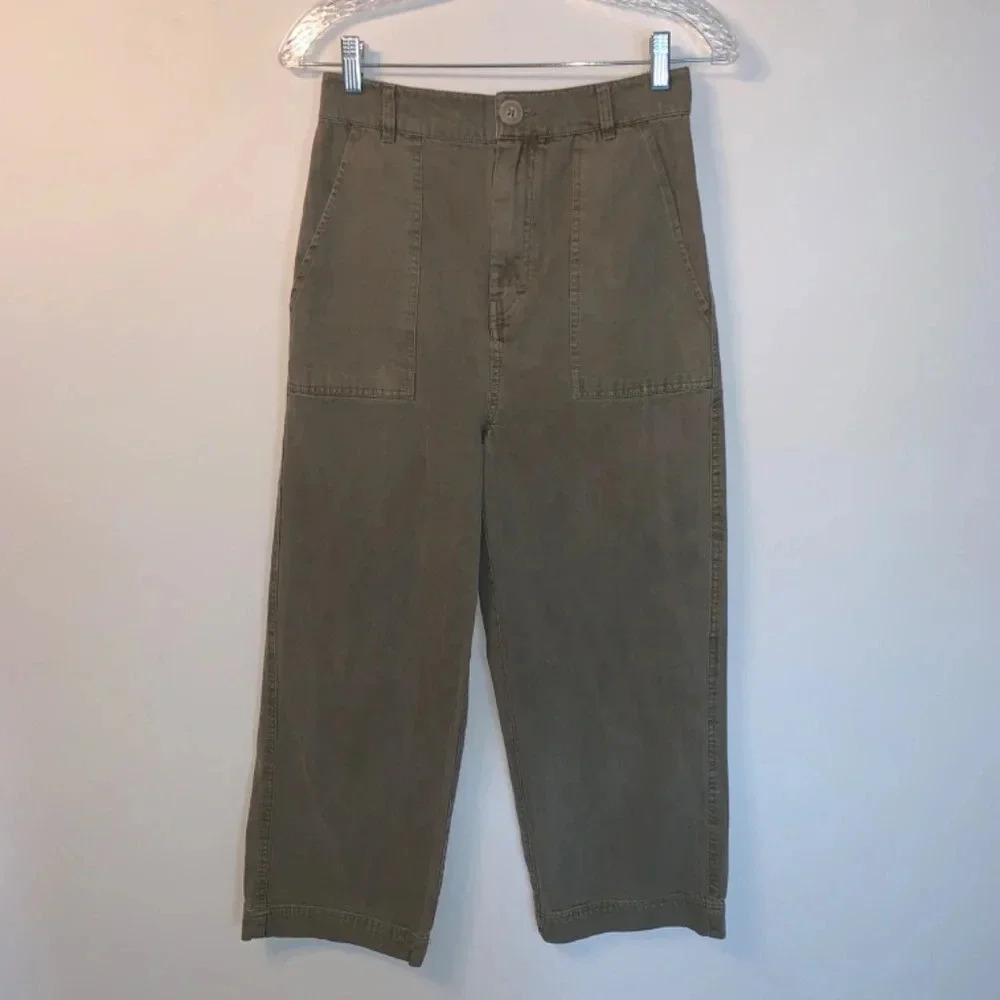 Free People Green High Rise Wide  Leg Cropped Jeans 4